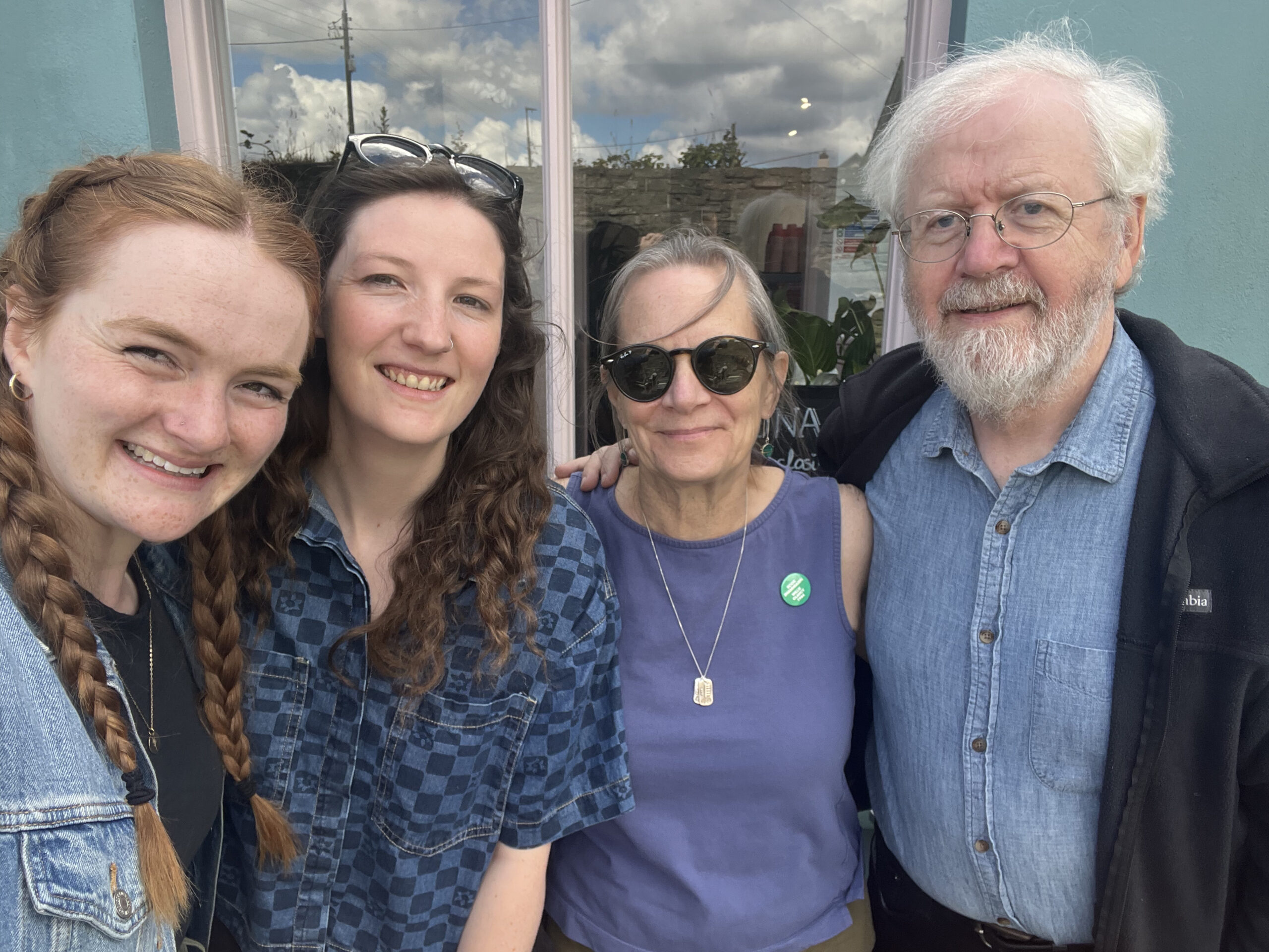 A gathering of friends. From left to right: Hannah Flowers (CIM harp & ensemble instructor), Hannah Collins, Chris Dowling and Dáithí Sproule (CIM instructor). Photo courtesy of Dáithí Sproule